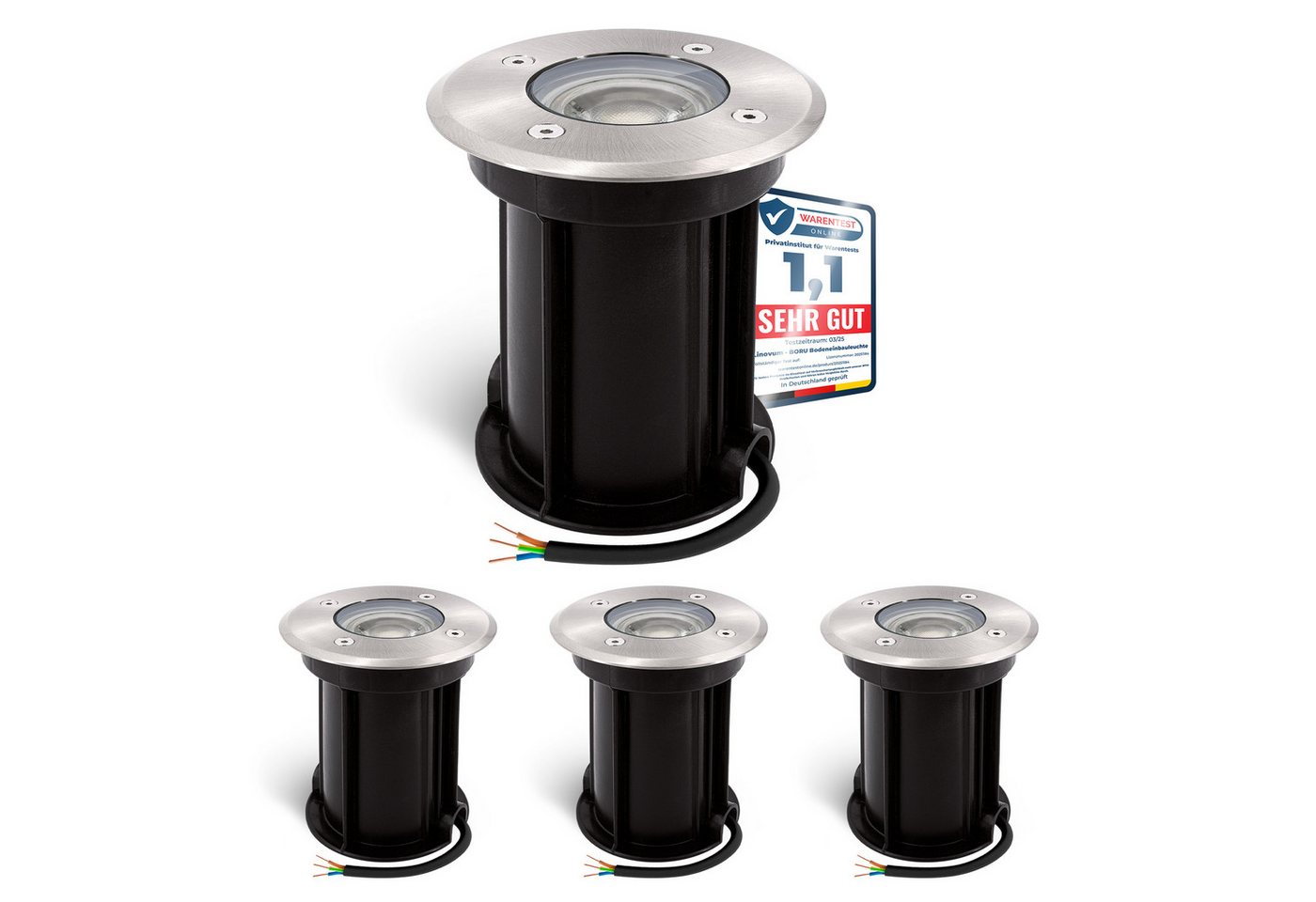linovum LED Gartenleuchte 4er Set BORU LED Bodeneinbauleuchte GU10 LED Strahler 2W warmweiss, Warmweiß linovum LED Gartenleuchte 4er Set BORU LED Bodeneinbauleuchte GU10 LED Strahler 2W warmweiss, Warmweiß von linovum