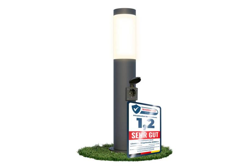 linovum LED Außen-Wandleuchte BOSEA-S Pollerleuchte mit Steckdose & E27 Fassung - Stromsaeule 50cm, Leuchtmittel nicht inklusive von linovum