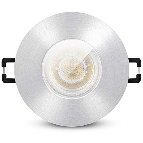 linovum ISASO Einbaustrahler LED Alu gebürstet IP65 für Bad & Außen - inkl. LED GU10 2W warmweiß 230 Volt - Einbauspot rund von linovum