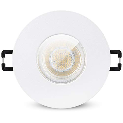 linovum ISAWO Bad Einbauleuchte LED matt weiß IP65 Wasserschutz - mit LED GU10 2W warmweiß 230 Volt - Badeinbaustrahler rund von linovum