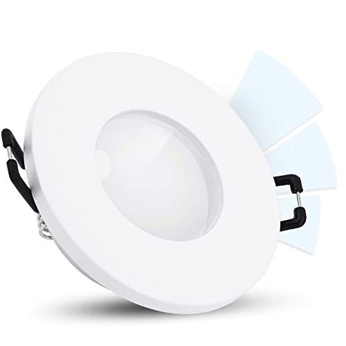 linovum ISAWO Badleuchte Einbau LED IP65 Dimmen ohne Dimmer fourSTEP - LED GU10 5W neutralweiß 230V - Bad Downlight weiß rund von linovum