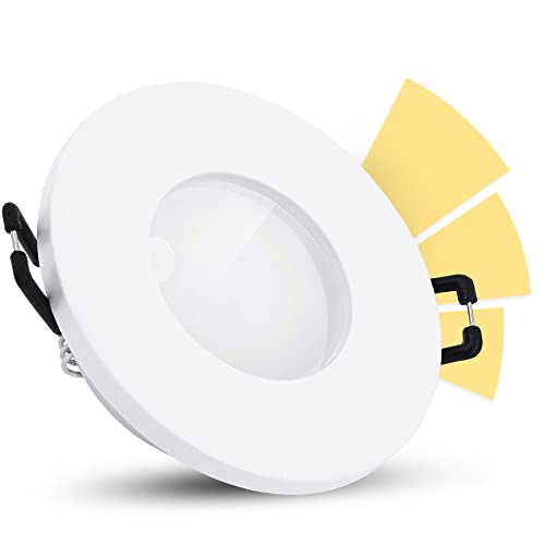 linovum ISAWO Einbau Badleuchte LED IP65 mit fourSTEP Dimmen ohne Dimmer - LED GU10 5W warmweiß 230V - Downlight Bad weiß rund von linovum