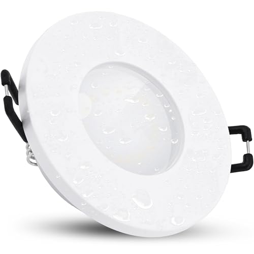 linovum ISAWO Einbau Deckenstrahler LED mit Dimmen ohne Dimmer fourSTEP LED GU10 5W neutralweiß - Deckenleuchte rund weiß IP65 von linovum