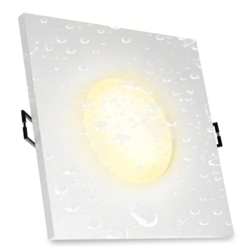 linovum ISAWO Einbau Deckenstrahler LED mit Dimmen ohne Dimmer fourSTEP LED GU10 5W warmweiß - Deckenleuchte quadratisch weiß IP65 von linovum