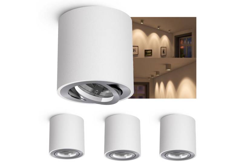 linovum LED Aufbaustrahler 4 x schwenkbare Aufbauleuchten CORI in weiss & gebuerstet geeignet, Leuchtmittel nicht inklusive von linovum