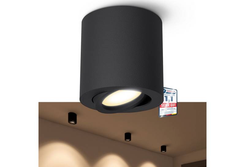 linovum LED Aufbaustrahler Aufbauleuchte CORI in schwarz & schwenkbar mit LED GU10 5W warmweiss, Warmweiß von linovum