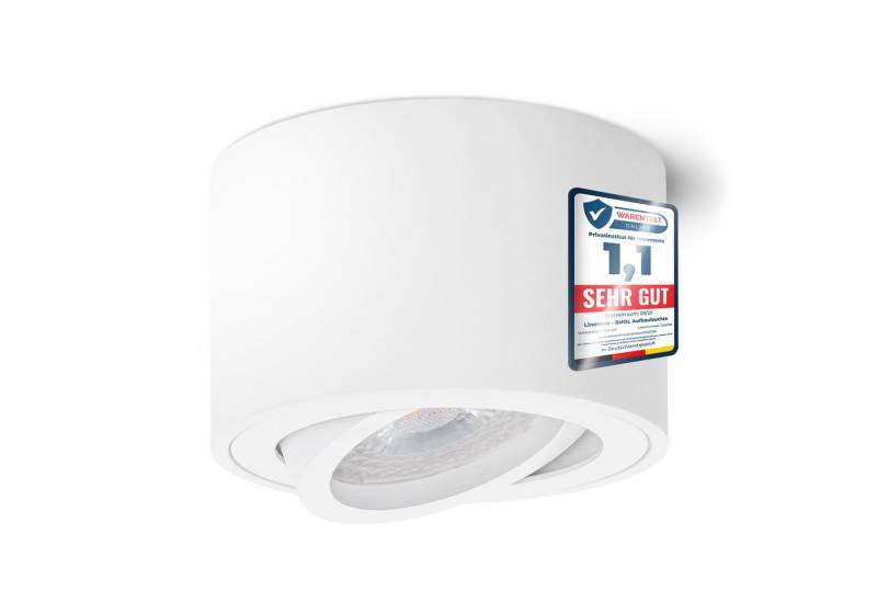 linovum LED Aufbaustrahler Aufbauleuchte SMOL schwenkbar in weiss matt & rund LED 4W warmweiss, Warmweiß von linovum