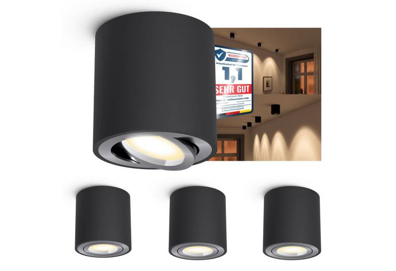 linovum LED Aufbaustrahler CORI Aufbauspot dimmbar schwarz gebürstet schwenkbar LED GU10 6W 3CCT, Warmweiß bis Tageslicht linovum LED Aufbaustrahler CORI Aufbauspot dimmbar schwarz gebürstet schwenkbar LED GU10 6W 3CCT, Warmweiß bis Tageslicht von linovum