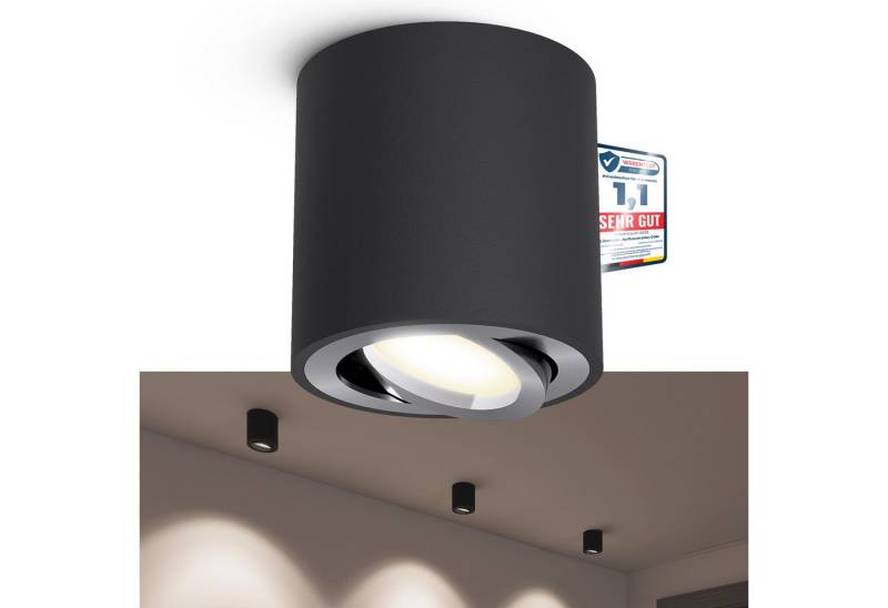 linovum LED Aufbaustrahler Spot Aufbauleuchte CORI in schwarz gebuerstet schwenkbar mit LED GU10, Neutralweiß von linovum