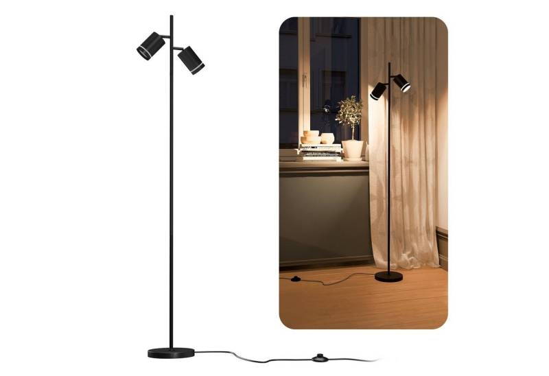 linovum LED Stehlampe TAVIRA Stehlampe schwarz 2-flammig mit GU10 LEDs warmweiß 2W, Warmweiß von linovum