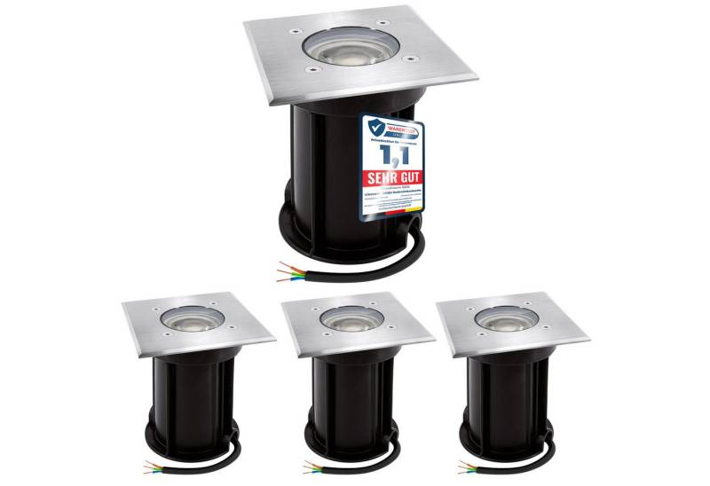 linovum LED Gartenleuchte 4er Set BOQU Bodeneinbaustrahler mit LED GU10 3W neutralweiss, Neutralweiß von linovum