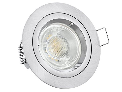 linovum LED Einbauleuchte gebürstet rund Edelstahl Optik warmweiß 6W 230V - Deckenspot Anschluss ohne Trafo mit GU10 Fassung von linovum