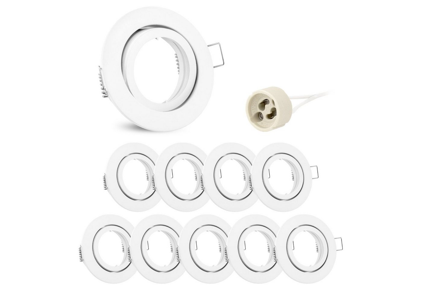 linovum LED Einbaustrahler 10 x Einbaurahmen GU10 Weiss schwenkbar rund - Einbaustrahler von linovum