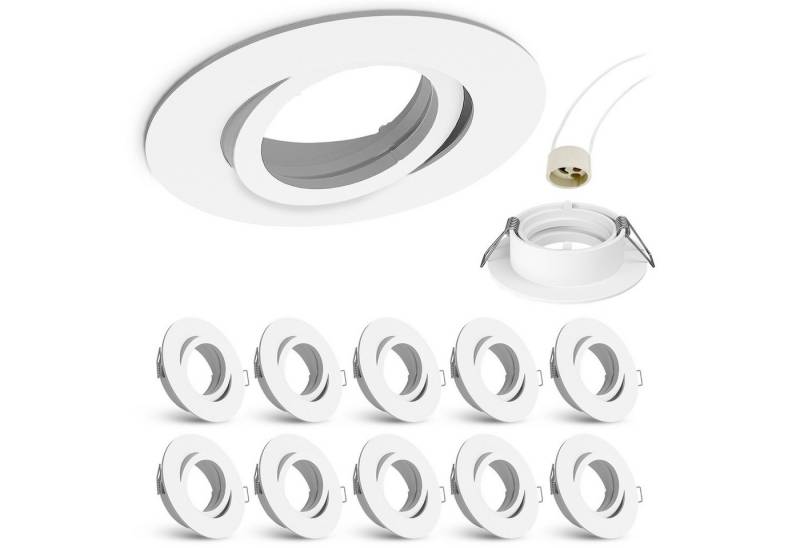 linovum LED Einbaustrahler 10 x Einbaurahmen GU10 Weiss schwenkbar rund - Einbaustrahler linovum LED Einbaustrahler 10 x Einbaurahmen GU10 Weiss schwenkbar rund - Einbaustrahler von linovum