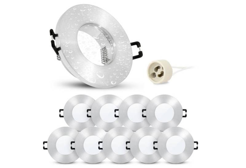linovum LED Einbaustrahler 10 x Einbaustrahler Rahmen ISASO mit IP65 Wasserschutz in rund, Leuchtmittel nicht inklusive von linovum
