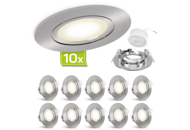 linovum LED Einbaustrahler 10 x Extra-Flache LED Einbaustrahler neutralweiss LED-Modul 4W 230V, Neutralweiß von linovum