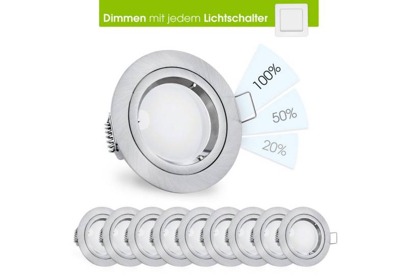 linovum LED Einbaustrahler 10 x fourSTEP LED Einbaustrahler Dimmen ohne Dimmer GU10 5W, Neutralweiß von linovum