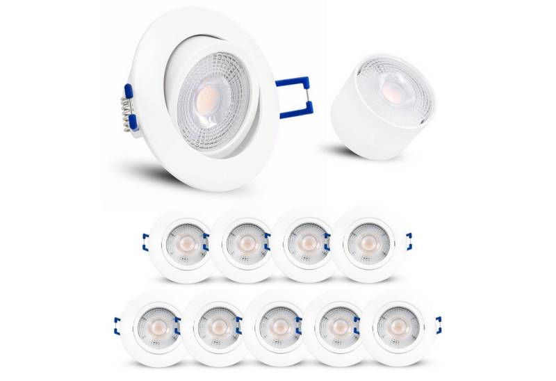 linovum LED Einbaustrahler 10er Set LED Einbauleuchte ATESA flach weiss schwenkbar, Warmweiß von linovum