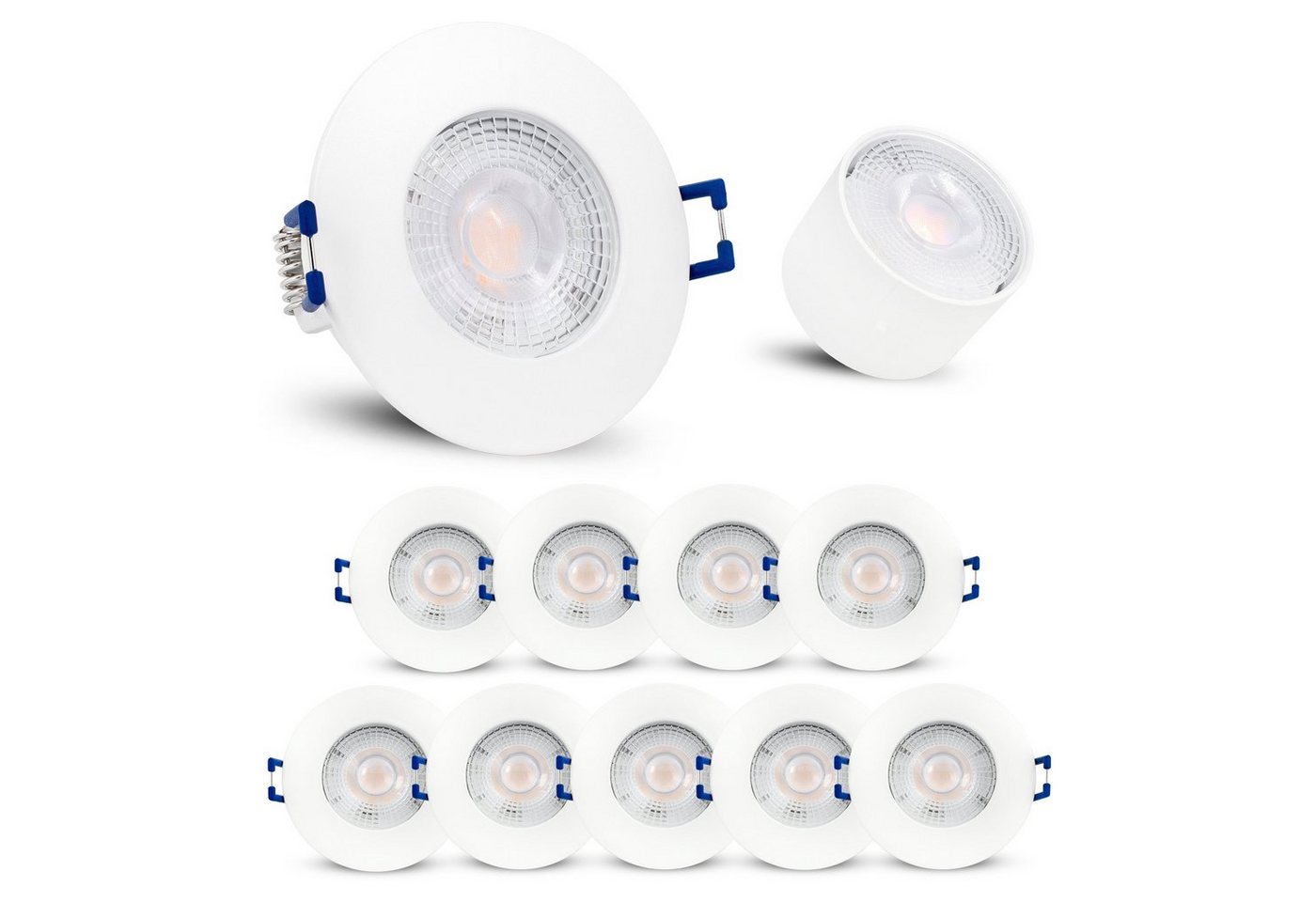 linovum LED Einbaustrahler 10er Set LED Einbauspot ETAWA flach weiss IP44 Bad & Aussen, Leuchtmittel inklusive, Leuchtmittel inklusive von linovum