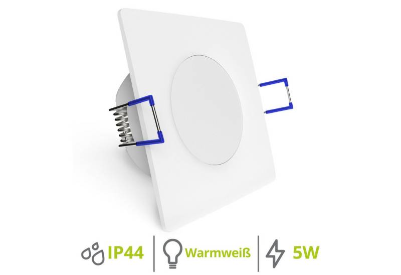 linovum LED Einbaustrahler WEEVO extra flache LED Einbauleuchte eckig weiss 2700K 5W 230V Bad, Warmweiß von linovum