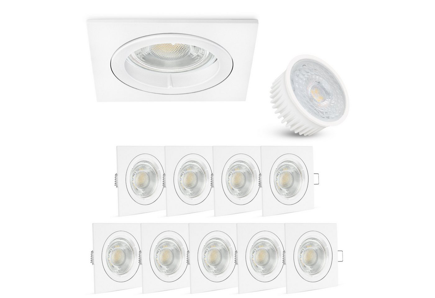 linovum LED Einbaustrahler 10er Set extra flache LED Einbauleuchte weiss eckig starr inkl 4W LED, Warmweiß linovum LED Einbaustrahler 10er Set extra flache LED Einbauleuchte weiss eckig starr inkl 4W LED, Warmweiß von linovum