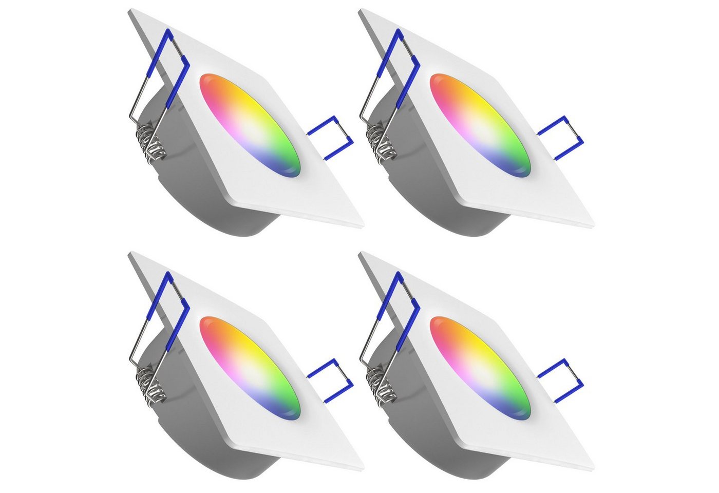 linovum Smarte LED-Leuchte 4 x WEEVO Einbauleuchten LED flach quadratisch IP44 Smart RGB, RGB linovum Smarte LED-Leuchte 4 x WEEVO Einbauleuchten LED flach quadratisch IP44 Smart RGB, RGB von linovum