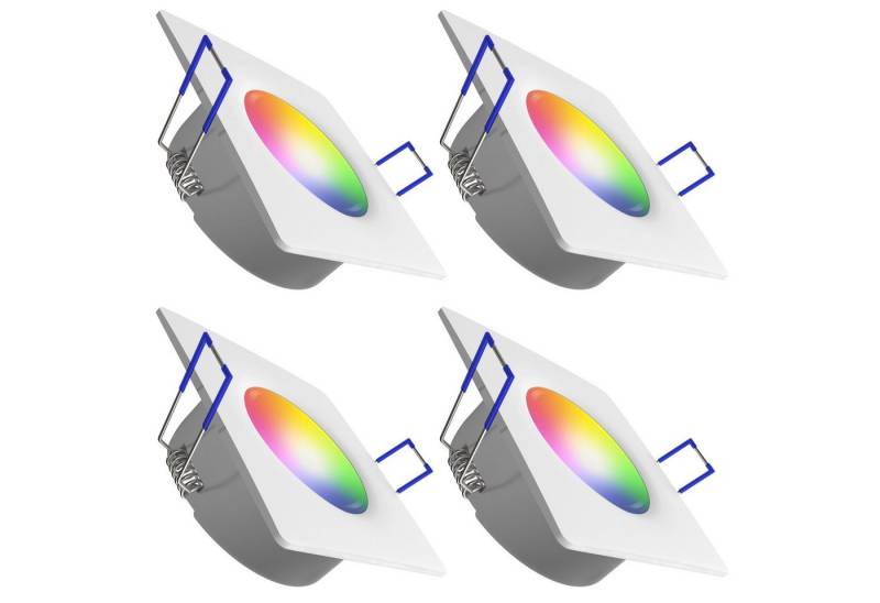 linovum Smarte LED-Leuchte 4 x WEEVO Einbauleuchten LED flach quadratisch IP44 Smart RGB, RGB von linovum
