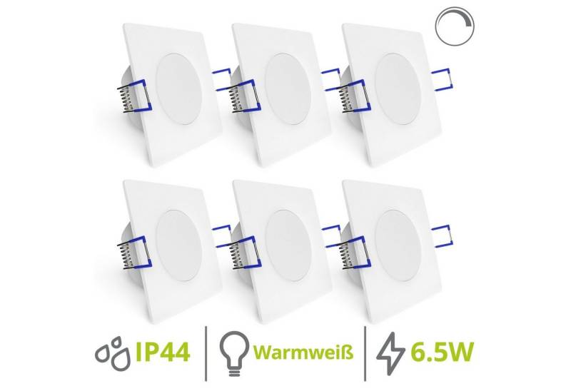 linovum LED Einbaustrahler 6er Set WEEVO flache & dimmbare LED Einbauspots eckig 2700K 6,5W 230V, Warmweiß von linovum