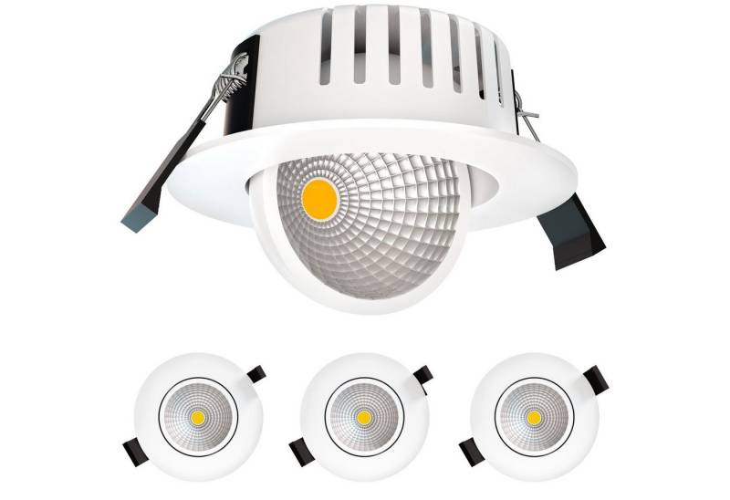 linovum LED Einbaustrahler Deckeneinbaustrahler ATOA 360° schwenkbar IP65, 3-farbmodi, dimmbar, LED-Leuchtmittel fest verbaut von linovum