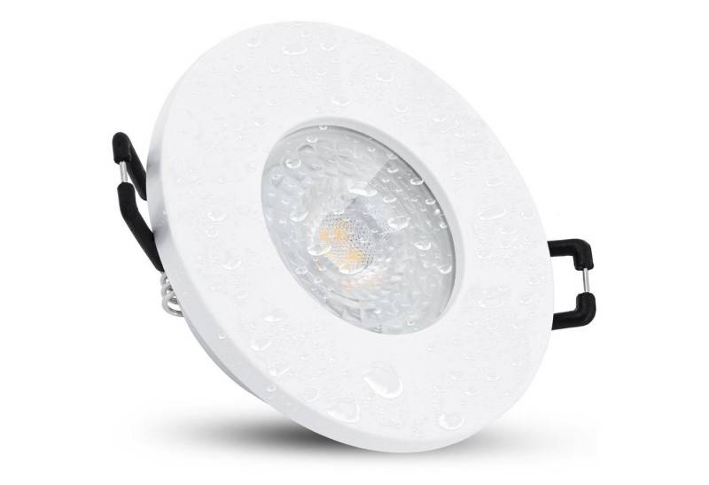 linovum LED Einbaustrahler Extra flache LED Einbauleuchte IP65 in rund & matt weiss mit LED 4W, Warmweiß von linovum