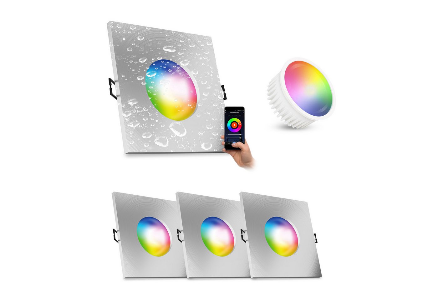 linovum LED Einbaustrahler ISASO Einbauleuchte IP65 Bad Alu eckig mit Smart Modul 4W, RGB linovum LED Einbaustrahler ISASO Einbauleuchte IP65 Bad Alu eckig mit Smart Modul 4W, RGB von linovum