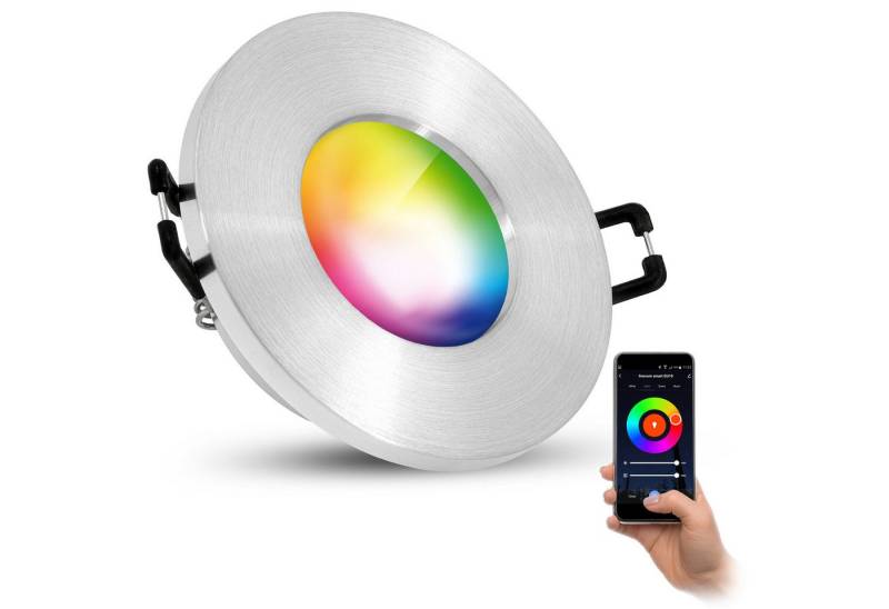 linovum Smarte LED-Leuchte ISASO Einbauleuchte IP65 Bad Alu rund mit Smart GU10 4W, RGB von linovum
