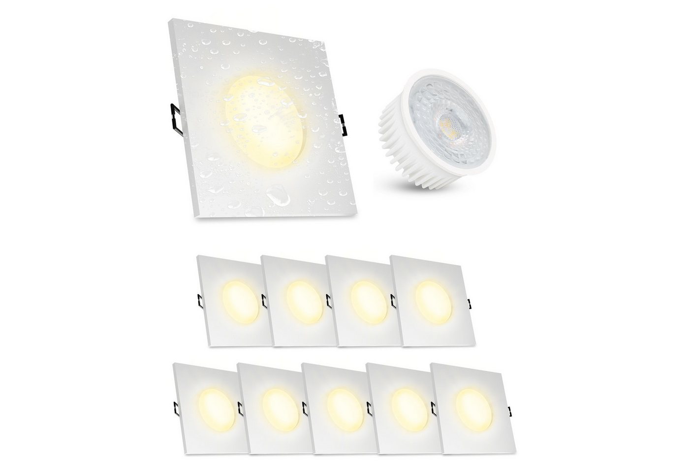 linovum LED Einbaustrahler ISAWO Einbau Deckenstrahler IP65 weiß mit LED Modul 4W warm, Warmweiß linovum LED Einbaustrahler ISAWO Einbau Deckenstrahler IP65 weiß mit LED Modul 4W warm, Warmweiß von linovum