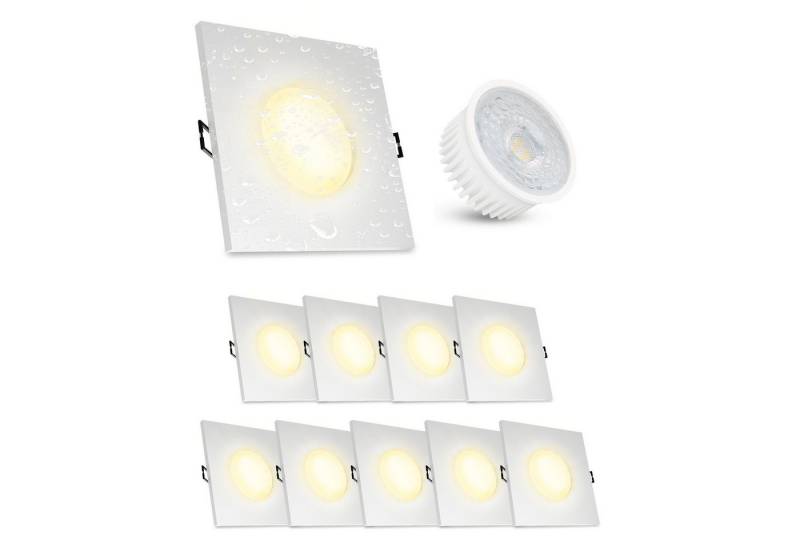 linovum LED Einbaustrahler ISAWO Einbau Deckenstrahler IP65 weiß mit LED Modul 4W warm, Warmweiß von linovum