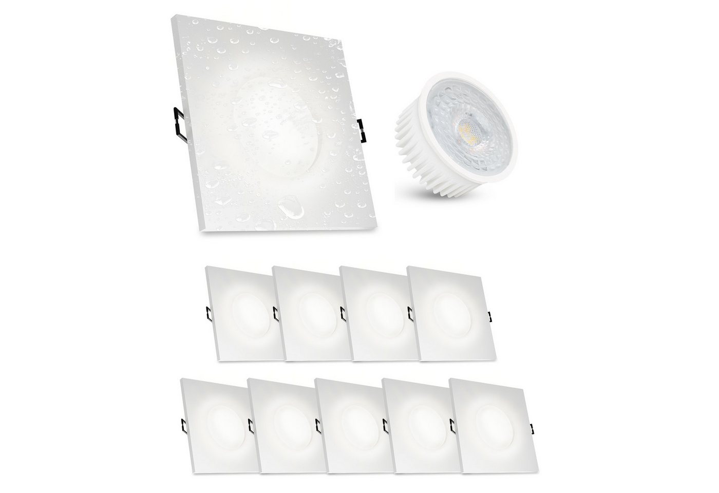 linovum LED Einbaustrahler ISAWO Einbau Deckenstrahler IP65 weiß mit LED Modul neutral, Neutralweiß linovum LED Einbaustrahler ISAWO Einbau Deckenstrahler IP65 weiß mit LED Modul neutral, Neutralweiß von linovum