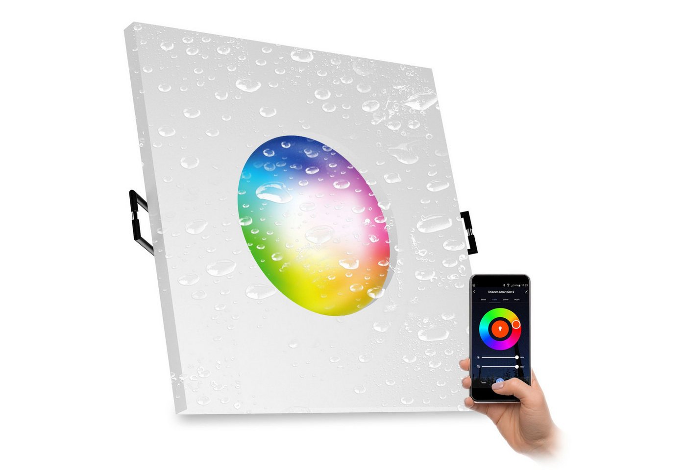 linovum LED Einbaustrahler ISAWO Einbau Deckenstrahler IP65 weiß mit smart LED GU10 4W, RGB linovum LED Einbaustrahler ISAWO Einbau Deckenstrahler IP65 weiß mit smart LED GU10 4W, RGB von linovum