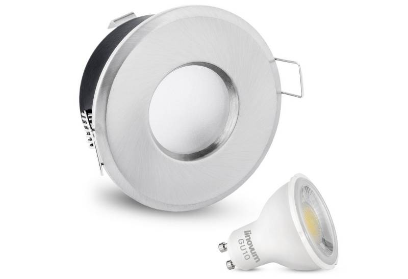 linovum LED Einbaustrahler LED Einbaustrahler IP65 neutralweiss GU10 6W 230V - Edelstahl Optik, Neutralweiß von linovum