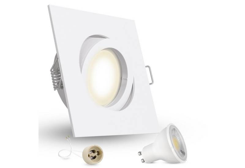 linovum LED Einbaustrahler LED Einbaustrahler neutralweiss GU10 3W 230V - weiss eckig schwenkbar, Neutralweiß von linovum