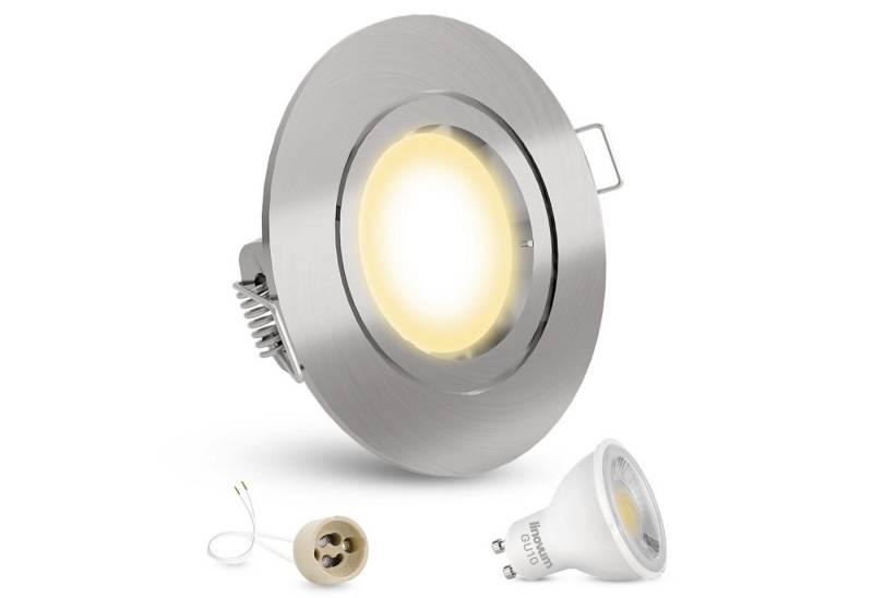 linovum LED Einbaustrahler LED Einbaustrahler warmweiss GU10 5W 230V - Edelstahl Optik gebuerstet, Warmweiß von linovum