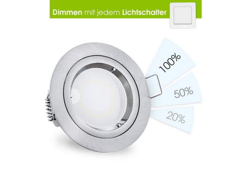 linovum LED Einbaustrahler fourSTEP LED Einbauleuchte "Dimmen ohne Dimmer" GU10 5W neutralweiss, Neutralweiß von linovum