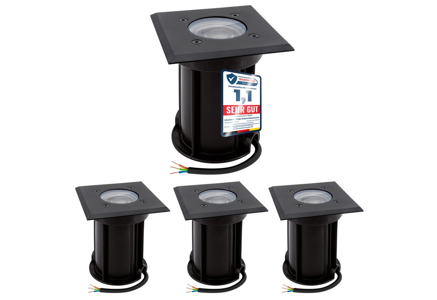 linovum LED Gartenleuchte 4 x BOQU Einbau Bodenstrahler LED schwarz IP67 mit GU10 LED, Warmweiß linovum LED Gartenleuchte 4 x BOQU Einbau Bodenstrahler LED schwarz IP67 mit GU10 LED, Warmweiß von linovum