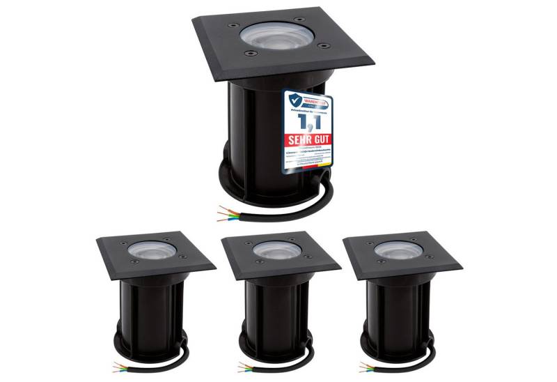 linovum LED Gartenleuchte 4er Set BOQU Bodenstrahler Einbau LED schwarz IP67 mit GU10 LED, Warmweiß von linovum