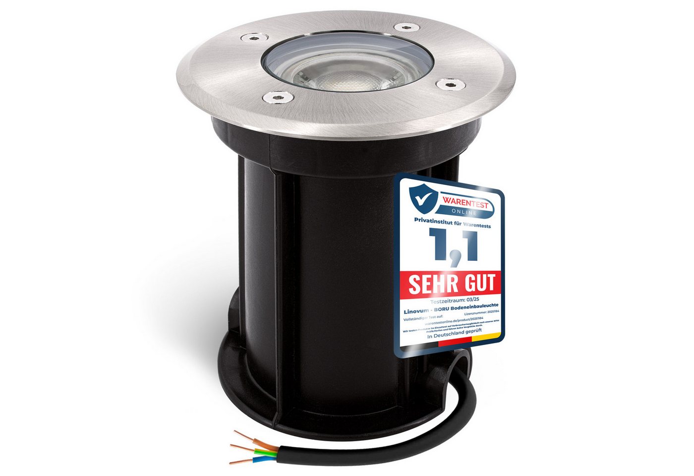 linovum LED Gartenstrahler BORU Bodeneinbaustrahler rund IP67 mit LED GU10 6W dimmbar 3 Weißtöne, Warmweiß bis Tageslicht linovum LED Gartenstrahler BORU Bodeneinbaustrahler rund IP67 mit LED GU10 6W dimmbar 3 Weißtöne, Warmweiß bis Tageslicht von linovum