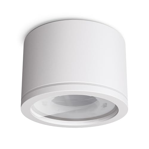 linovum NUHA Aufbauspot weiß Bad IP44 mit Fassung für 1x GX53 - Badezimmer Aufbauleuchte Spot Ø 90 mm Aluminium Deckenstrahler von linovum