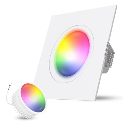 linovum RGB Einbaustrahler 4er Set weiß mit Wifi Modul tauschbar - kompatibel mit Alexa & Google - farbwechsel Deckenspot RGBWW von linovum