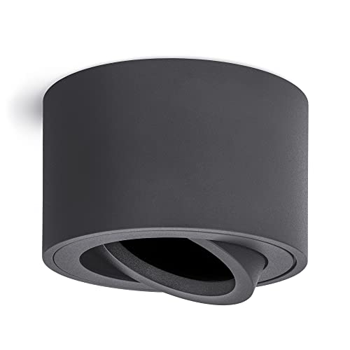 linovum SMOL Aufbau Deckenleuchte klein rund flach schwenkbar in anthrazit grau - Deckenspot Ø 80 mm Fassung für 1x LED Modul von linovum