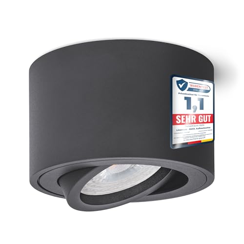 linovum SMOL Aufbau Deckenleuchte klein rund flach schwenkbar in anthrazit grau inkl. LED Modul warmweiß Aufbauspot linovum SMOL Aufbau Deckenleuchte klein rund flach schwenkbar in anthrazit grau inkl. LED Modul warmweiß Aufbauspot von linovum