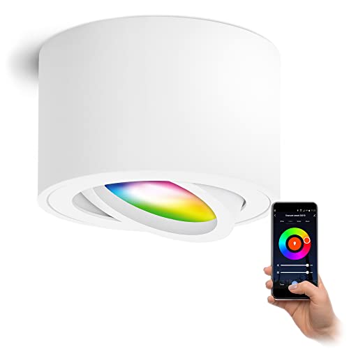 linovum SMOL Aufbauspot flach & schwenkbar inkl. Smart RGB+ LED Modul 230V - WiFi Deckenspot weiß kompatibel mit Alexa & Google linovum SMOL Aufbauspot flach & schwenkbar inkl. Smart RGB+ LED Modul 230V - WiFi Deckenspot weiß kompatibel mit Alexa & Google von linovum