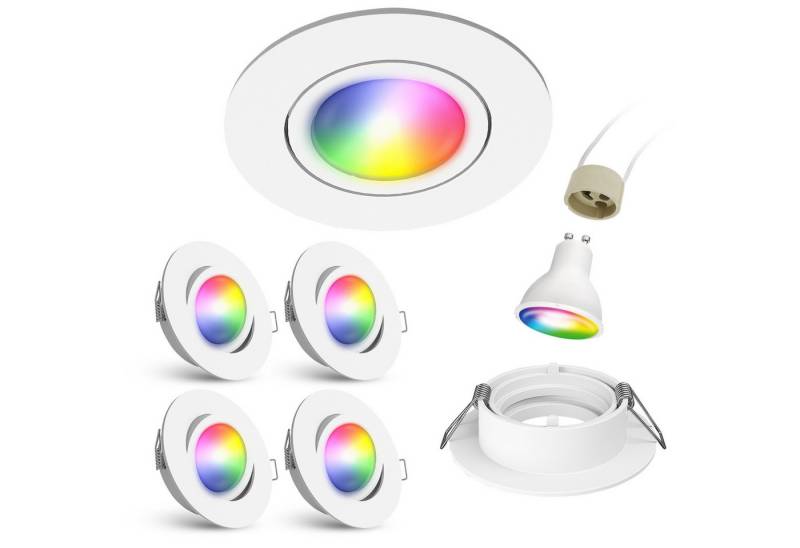 linovum Smarte LED-Leuchte 4 x LED Downlight schwenkbar inkl. Smart WiFi RGB GU10 Lampe 230V, RGB von linovum