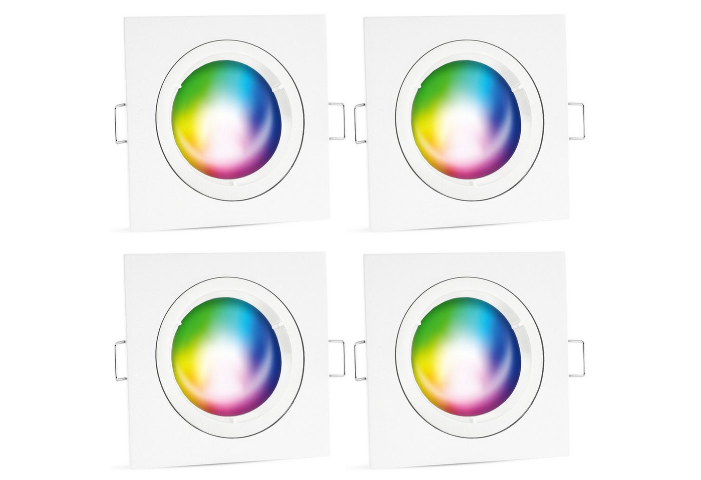 linovum Smarte LED-Leuchte 4er Set Smarte Deckeneinbauleuchte Spot eckig matt weiss inkl. GU10, RGB linovum Smarte LED-Leuchte 4er Set Smarte Deckeneinbauleuchte Spot eckig matt weiss inkl. GU10, RGB von linovum